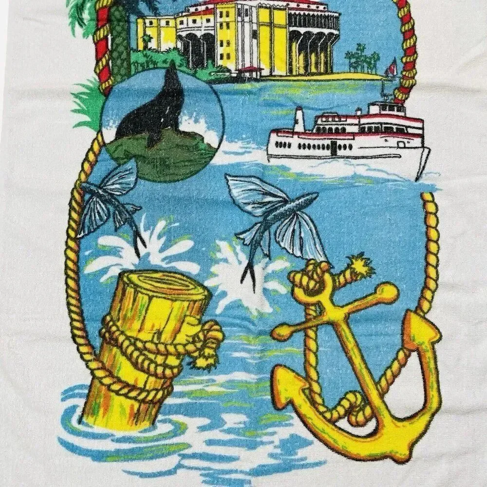 RARE Vintage 1980s Hedley Catalina Island Cotton Towel 55 x 29 Beach Souvenir